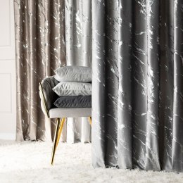 MARMA Zasłona gotowa na przelotkach, 250x140cm, kolor 005 jasny szary ze srebrnym nadrukiem na VELVI TD00