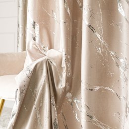 MARMA Zasłona gotowa na przelotkach, 250x140cm, kolor 015 ciemny kremowy ze srebrnym nadrukiem na VELVI T