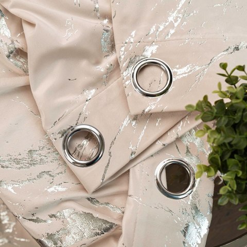 MARMA Zasłona gotowa na przelotkach, 250x140cm, kolor 016 kremowy ze srebrnym nadrukiem na VELVI TD0037/Z