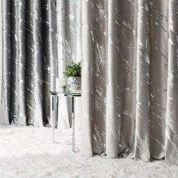 MARMA Zasłona gotowa na przelotkach, 250x140cm, kolor 017 szarobeżowy ze srebrnym nadrukiem na VELVI TD00