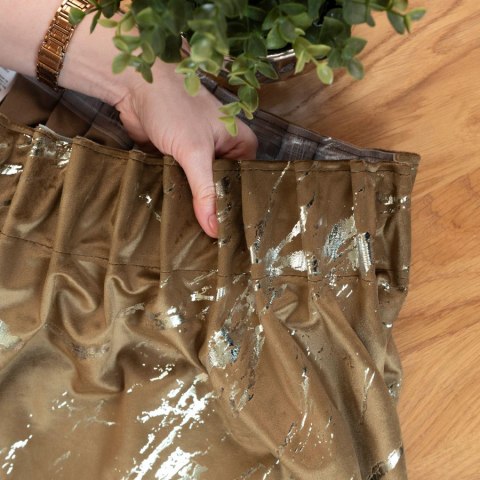 MARMA Zasłona gotowa na taśmie, 250x140cm, kolor 002 brązowy ze srebrnym nadrukiem na VELVI TD0037/ZGT/00