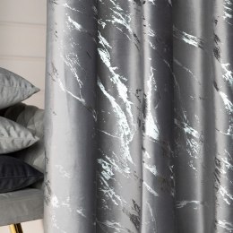 MARMA Zasłona gotowa na taśmie, 250x140cm, kolor 005 jasny szary ze srebrnym nadrukiem na VELVI TD0037/ZG