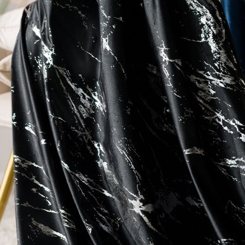 MARMA Zasłona gotowa na taśmie, 250x140cm, kolor 111 czarny ze srebrnym nadrukiem na VELVI TD0037/ZGT/111