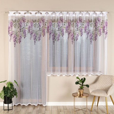 WISTERIA Firanka żakardowa gotowa na prosto, 240x140cm, kolor biały P00309/FBP/001/140240/1