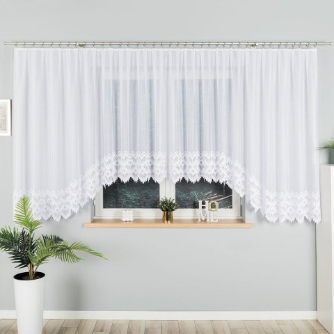 FELICJA Firanka żakardowa gotowa ze wzorem na samym dole, 160x600cm, kolor biały 018989/FBL/001/600160/