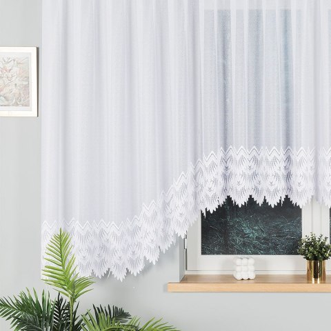 FELICJA Firanka żakardowa gotowa ze wzorem na samym dole, 160x600cm, kolor biały 018989/FBL/001/600160/