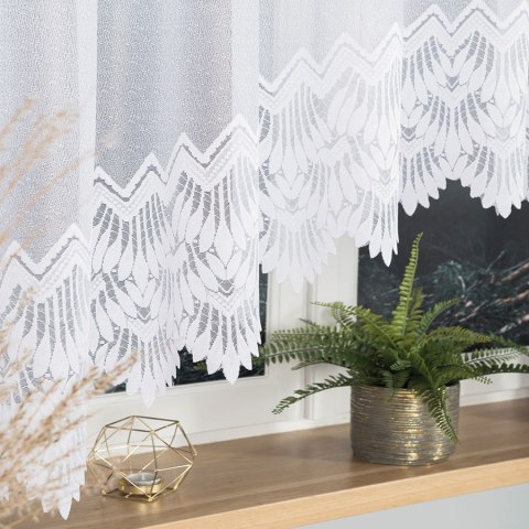 FELICJA Firanka żakardowa gotowa ze wzorem na samym dole, 160x600cm, kolor biały 018989/FBL/001/600160/