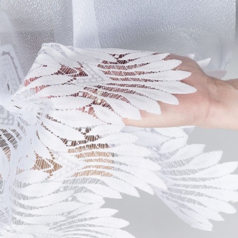 FELICJA Firanka żakardowa gotowa ze wzorem na samym dole, 160x600cm, kolor biały 018989/FBL/001/600160/