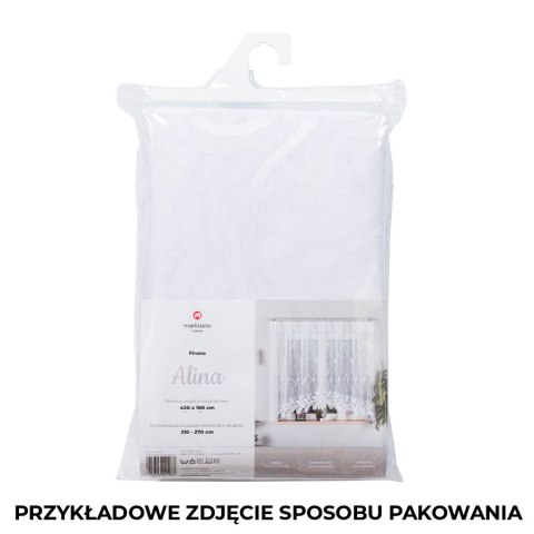 FELICJA Firanka żakardowa gotowa ze wzorem na samym dole, 160x600cm, kolor biały 018989/FBL/001/600160/