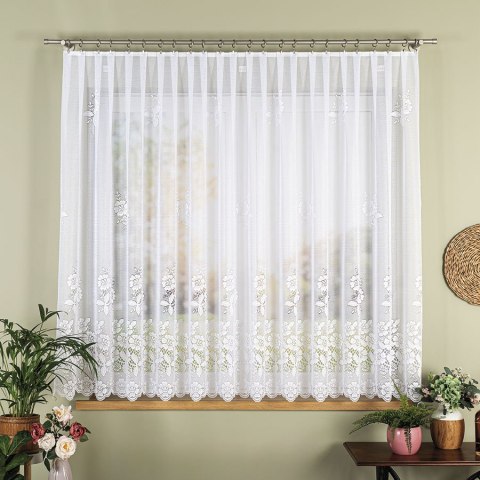 Firanka żakardowa, pasowa, wys. 160cm, kolor biały 361740/000/001/000160/1