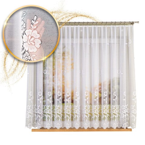 Firanka żakardowa, pasowa, wys. 160cm, kolor biały 361740/000/001/000160/1