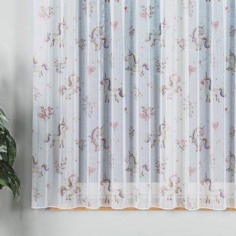 SŁODKIE JEDNOROŻCE Firanka z ołowianką WOAL, wys. 157cm, kolor biały D00236/WOA/001/000157/1