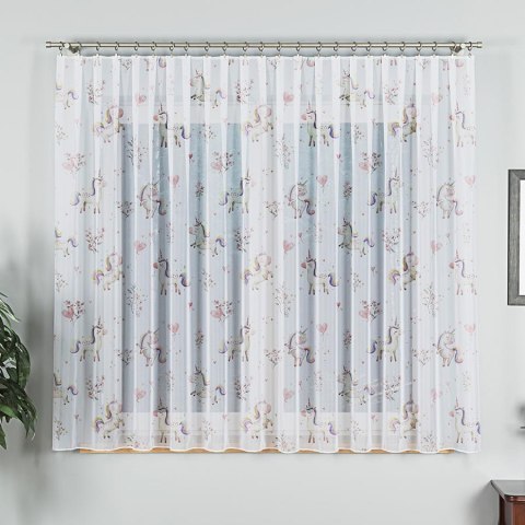 SŁODKIE JEDNOROŻCE Firanka z ołowianką WOAL, wys. 157cm, kolor biały D00236/WOA/001/000157/1