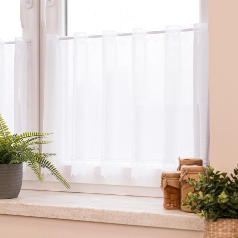 Zazdrostka żakardowa ze wzorem na samym dole, wys. 50cm, kolor biały 361930/000/001/000050/1