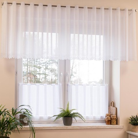 Zazdrostka żakardowa ze wzorem na samym dole, wys. 50cm, kolor biały 361930/000/001/000050/1