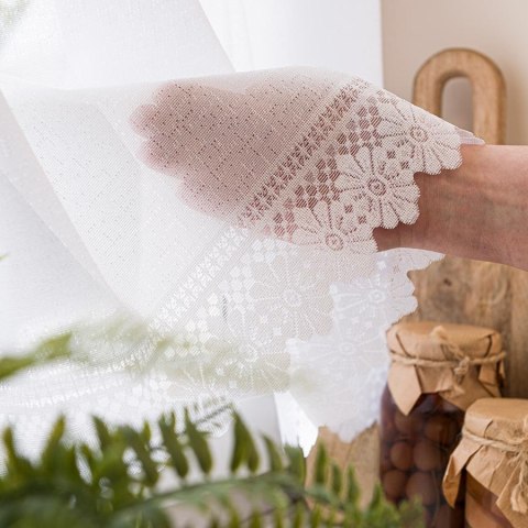 Zazdrostka żakardowa ze wzorem na samym dole, wys. 50cm, kolor biały 361930/000/001/000050/1