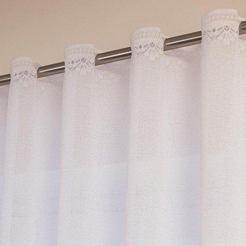 Zazdrostka żakardowa ze wzorem na samym dole, wys. 70cm, kolor biały 361930/000/001/000070/1