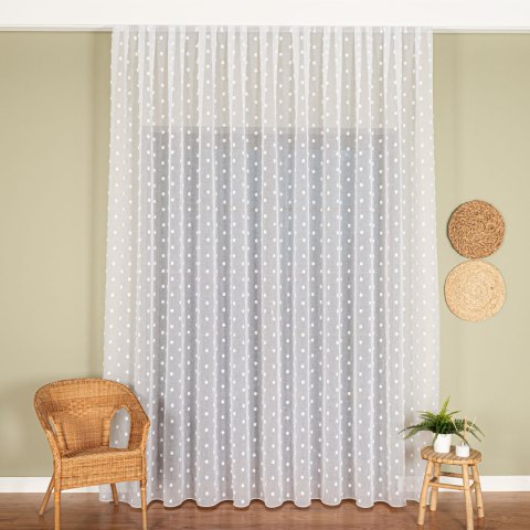 Firanka fantazyjna z ołowianką, wys. 300cm, kolor biały 424092/OLO/001/000300/1