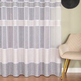Firanka fantazyjna z ołowianką, wys. 300cm, kolor 003 biały z beżowo-szarymi pasami 001827/OLO/003/000300/1