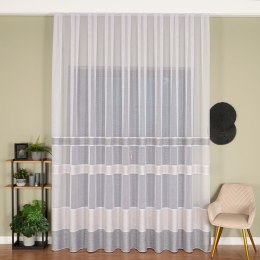 Firanka fantazyjna z ołowianką, wys. 300cm, kolor 003 biały z beżowo-szarymi pasami 001827/OLO/003/000300/1