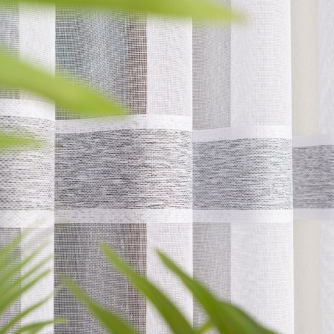 Firanka fantazyjna z ołowianką, wys. 300cm, kolor 007 biały z jasnoszarymi pasami 001827/OLO/007/000300/1