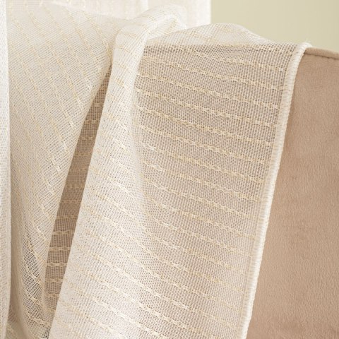 Firanka fantazyjna z ołowianką, wys. 300cm, kolor 120 kremowy ze złotą nitką 002047/OLO/120/000300/1