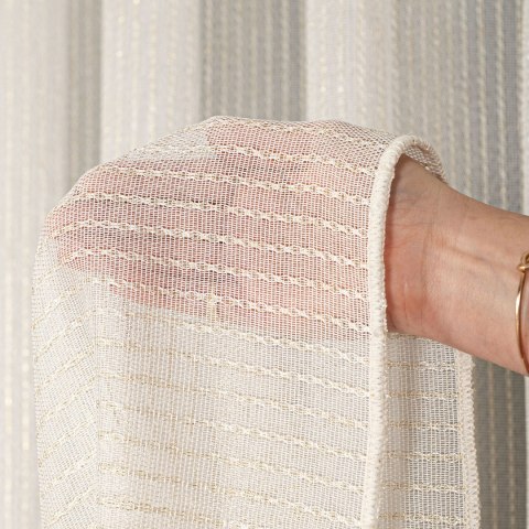 Firanka fantazyjna z ołowianką, wys. 300cm, kolor 120 kremowy ze złotą nitką 002047/OLO/120/000300/1