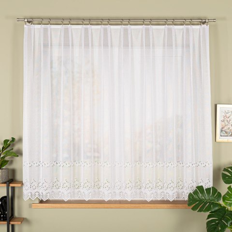 Firanka żakardowa ze wzorem pasowym, wys. 160cm, kolor biały 018534/000/001/000160/1