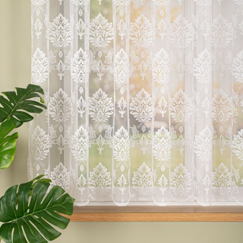 Firanka żakardowa ze wzorem po całości, wys. 155cm, kolor biały 022130/000/001/000155/1