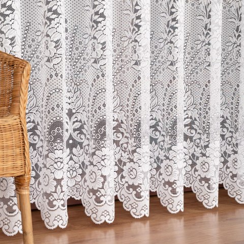 Firanka żakardowa ze wzorem po całości, wys. 220cm, kolor biały 361090/000/001/000220/1