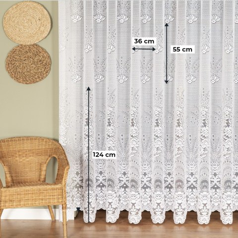 Firanka żakardowa ze wzorem po całości, wys. 300cm, kolor biały 361090/000/001/000300/1