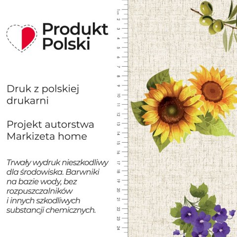 SŁONECZNIKI Z LAWENDĄ Tkanina dekoracyjna OXFORD WODOODPORNY, szer. 135cm, kolor 009 D00329/OXW/009/135000/1