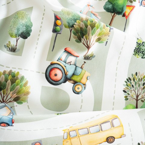 ULICE Z AUTAMI Tkanina dekoracyjna typu MILAS, szer. 165cm, kolor 012 szałwiowy D00373/MIL/012/165000/1