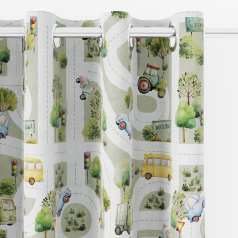 ULICE Z AUTAMI Tkanina dekoracyjna typu MILAS, szer. 165cm, kolor 012 szałwiowy D00373/MIL/012/165000/1