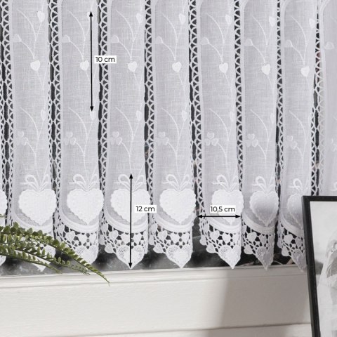 Zazdrostka haftowana panelowa na batyście, wys. 75cm, kolor biały 015552/420/001/000075/1