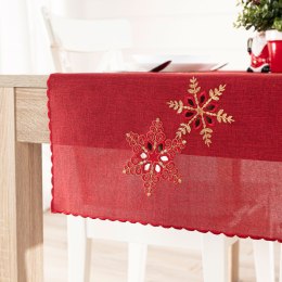 BŁYSZCZĄCE ŚNIEŻYNKI Bieżnik z haftem,  40x140cm, kolor 003 czerwony 640010/KSP/C03/040140/1