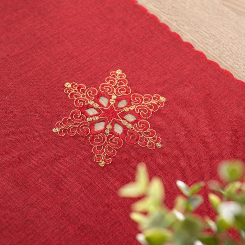 BŁYSZCZĄCE ŚNIEŻYNKI Bieżnik z haftem,  40x140cm, kolor 003 czerwony 640010/KSP/C03/040140/1