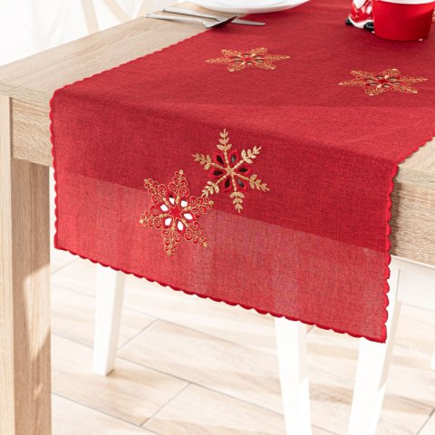 BŁYSZCZĄCE ŚNIEŻYNKI Bieżnik z haftem,  50x100cm, kolor 003 czerwony 640010/KSP/C03/050100/1