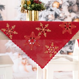 BŁYSZCZĄCE ŚNIEŻYNKI Serweta z haftem, 85x85cm, kolor czerwony 640010/KSP/C03/085085/1