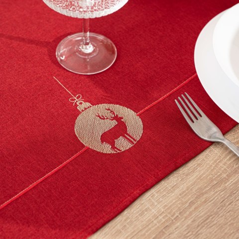 BŁYSZCZĄCY RENIFER Bieżnik z haftem,  40x140cm, kolor 003 czerwony 295157/KSP/L03/040140/1