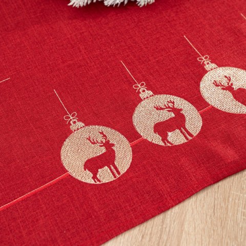 BŁYSZCZĄCY RENIFER Obrus z haftem, 120cmx160cm, kolor 003 czerwony 295157/KSP/L03/120160/1