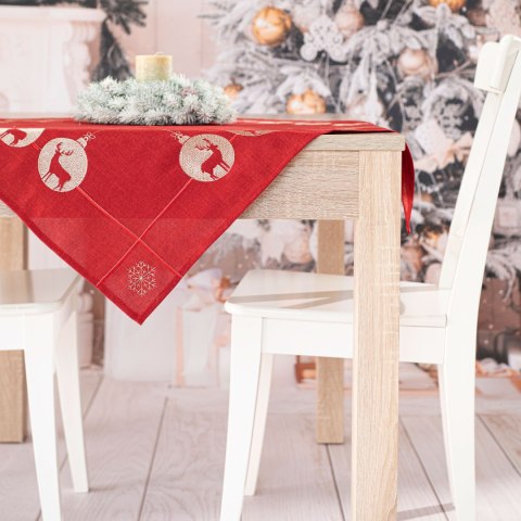 BŁYSZCZĄCY RENIFER Serweta z haftem, 85x85cm, kolor czerwony 295157/KSP/L03/085085/1