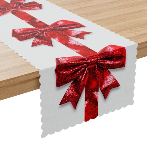 BROKATOWA KOKARDA Bieżnik NINA WODOODPORNA, 38x160cm, kolor biały PBN333/KSP/C01/038160/1