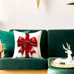 BROKATOWA KOKARDA Poszewka dekoracyjna VELVET, 40x40cm, kolor biały PBN333/POP/001/040040/1