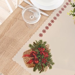 BUKIET W KOSZYKU Z EFEKTEM WYSZYWANIA Bieżnik NINA WODOODPORNA, 50x100cm, kolor beżowy PBN365/KSP/C04/050100/1