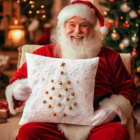 CHOINKA Z EFEKTEM 3D Poszewka dekoracyjna VELVET, 40x40cm, kolor biały PBN335/POP/001/040040/1