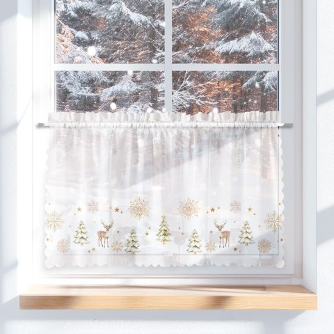 CHOINKI, ZIMOWA OPOWIEŚĆ Zazdrostka woalowa, WOAL, 40x100cm, kolor biały z barwnym wzorem PBN336/ZAZ/001/100040/1