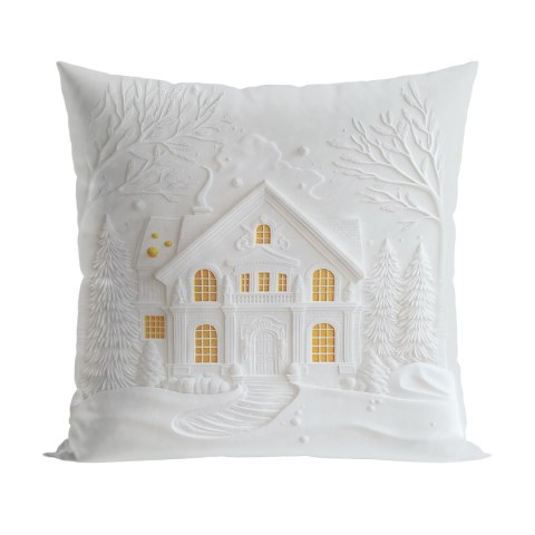 DOMEK Z EFEKTEM 3D Poszewka dekoracyjna VELVET, 40x40cm, kolor biały PBN338/POP/001/040040/1