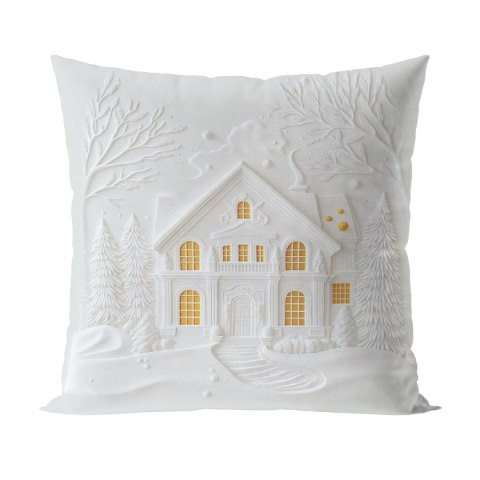 DOMEK Z EFEKTEM 3D Poszewka dekoracyjna VELVET, 40x40cm, kolor biały PBN338/POP/001/040040/1