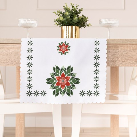 FOLK, GWIAZDA BETLEJEMSKA Bieżnik NINA WODOODPORNA, 38x140cm, kolor biały PBN341/KSP/C01/038140/1